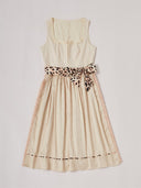 Women’s Oktoberfest Ivory Midi Dirndl Dress with Leopard Bow Apron