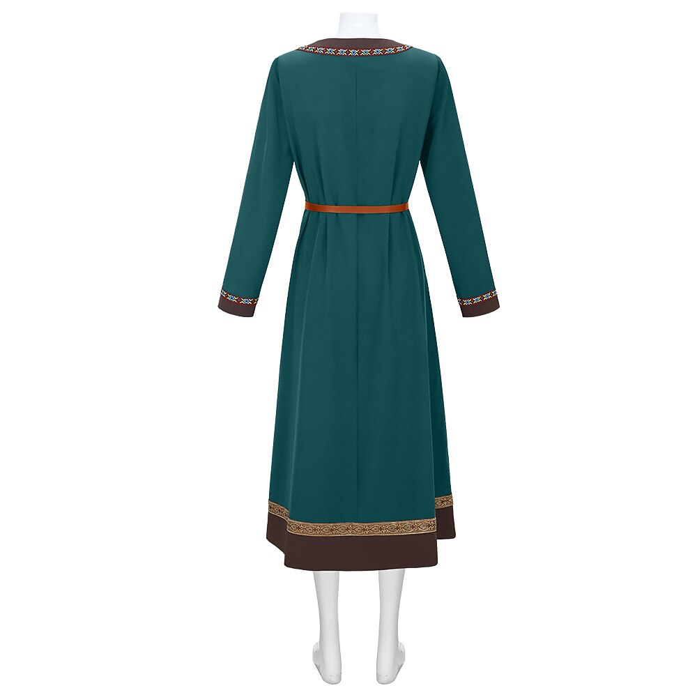 Medieval Viking Style Midi Dress with Belt