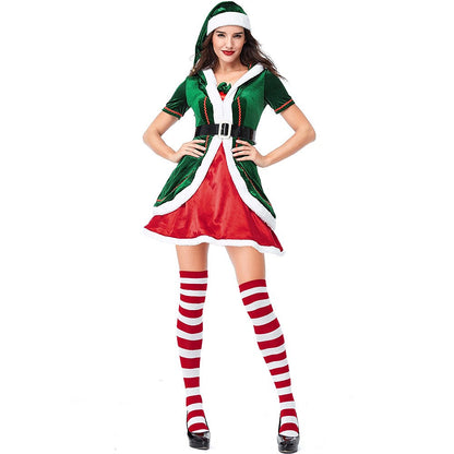 Women's Elf Costume with Santa Hat