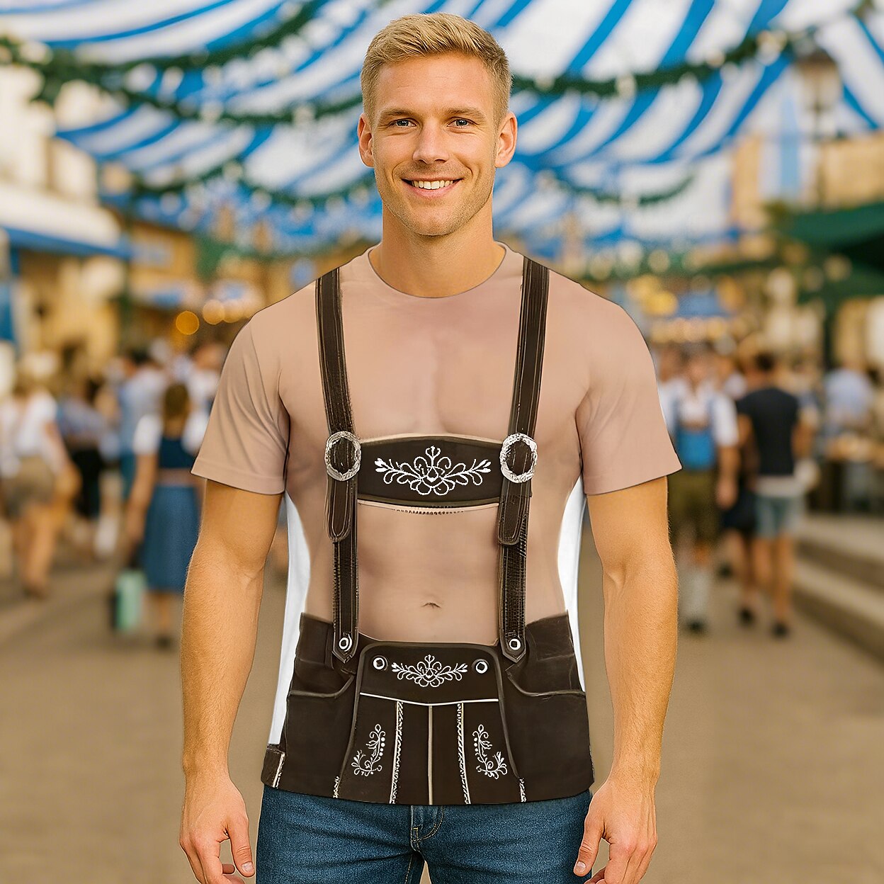 Men's Oktoberfest Lederhosen Graphic T-shirt