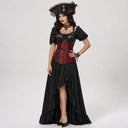 Women's Red & Black Gothic Pirate Corset Dress 4-Piece Costume Set