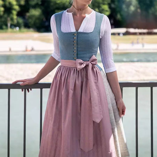 Oktoberfest Button-Up Dirndl with Long Apron