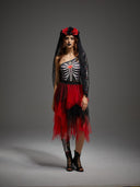 Women's Sugar Skull Bride 3-Piece Halloween Costume Set