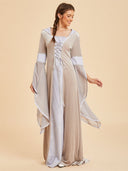 Women's Ivory Medieval Queen Gown & Fur-Trimmed Cloak Costume Set