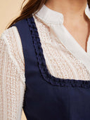 Premium Navy Sequin Oktoberfest Dirndl & White Lace Blouse Set