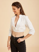V-Neck Cropped Dirndl Blouse for Oktoberfest