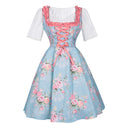Oktoberfest Pink Floral Dirndl Dress with Apron and Blouse - Retrorobe