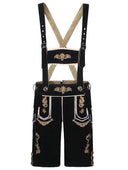 Men's Oktoberfest Lederhosen Costume with Pink Shirt, Hat & Knee Socks Set