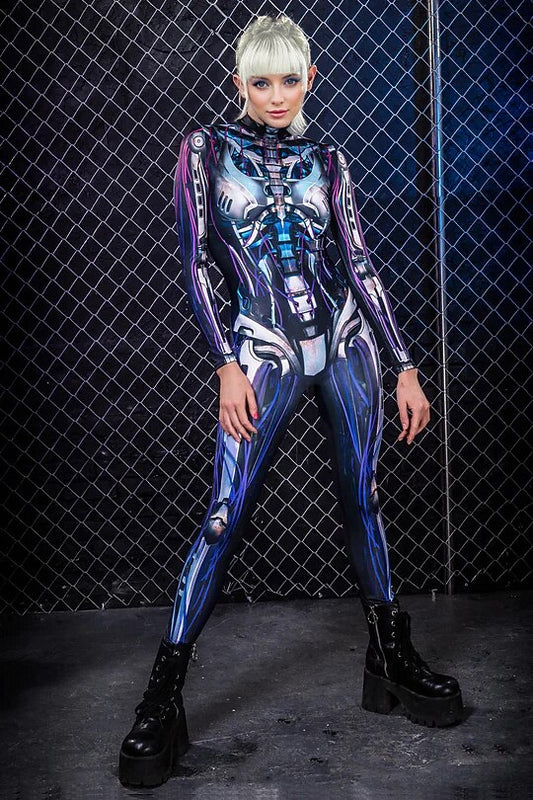 Skeleton Skull Steampunk Robot Full Body Catsuit
