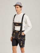 Men's Oktoberfest Lederhosen Costume with White Shirt, Hat & Knee Socks Set