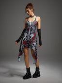 Women's Skeleton Rose Witch 4-Piece Halloween Costume Set