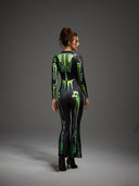 Women's Neon Skeleton Witch 3-Piece Halloween Costume Set
