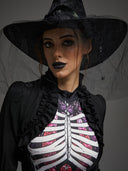 Women's Gothic Lace Veil Witch Hat for Halloween