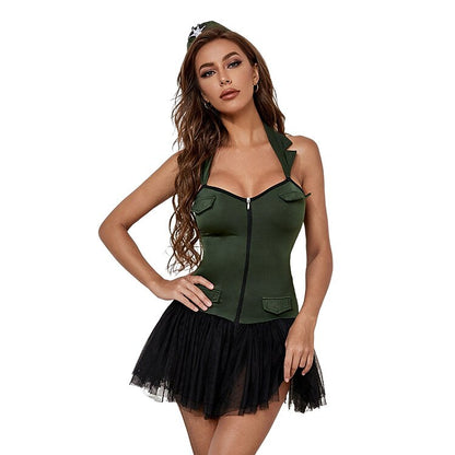 Army Soldier Costume Dress with Hat for Halloween