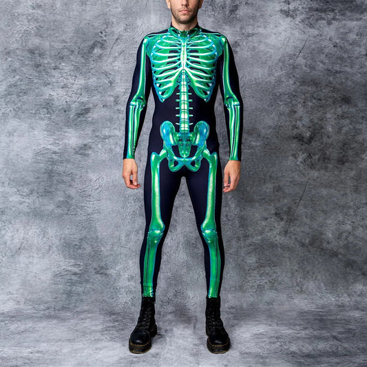 Skull Skeleton Halloween Full Body Catsuit