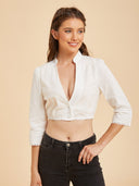 V-Neck Cropped Dirndl Blouse for Oktoberfest