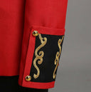 Set costume da soldato schiaccianoci da uomo in rosso con galloni dorati, 3 pezzi