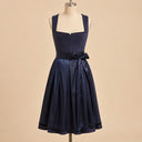 Premium Navy Satin Oktoberfest Dirndl & White Lace Blouse Set