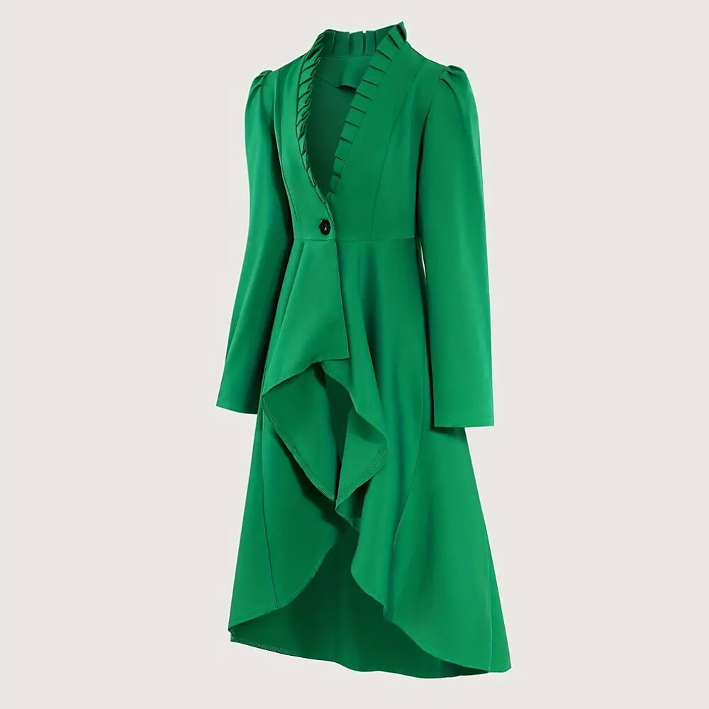 Steampunk High - Low Hem Long Jacket Dress for Unique Style & Elegance retrorobe Steampunk High - Low Hem Long Jacket Dress for Unique Style & Elegance retrorobe