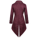 Ensemble de costume 4 pièces pour homme avec queue-de-pie victorienne à fleurs bordeaux, style gentleman