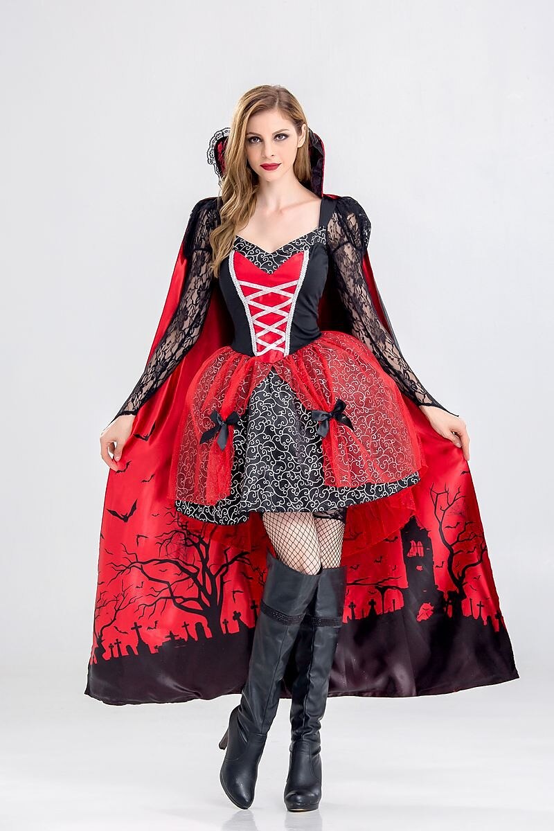Gothic Vampire Queen Costume with Cloak