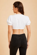 Women’s Oktoberfest White Lace Trim Puff Sleeve Dirndl Blouse