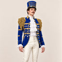 Men's Royal Blue Fringed-Epaulet Nutcracker 4-Piece Costume Set
