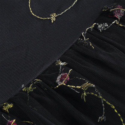 Embroidered Tie Strap Midi Dress