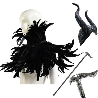 Maleficent 3-Piece Set With Tiara, Shawl And Scepter