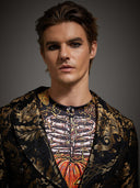 Men's Pumpkin Skeleton Tailcoat 2-Piece Halloween Costume Set