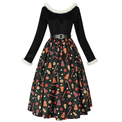 Christmas Vintage A-Line Print Dress