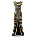 Vestido de noche dorado con lentejuelas