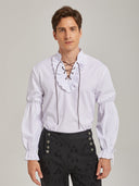 Men's White Medieval Lace-Up Shirt for Pirate & Viking Costumes