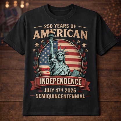 Men's American 250th Statue of Liberty American Flag Freedom Patriotic Printed T-shirt