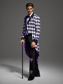 Men's Purple Harlequin Tailcoat 3-Piece Halloween Costume