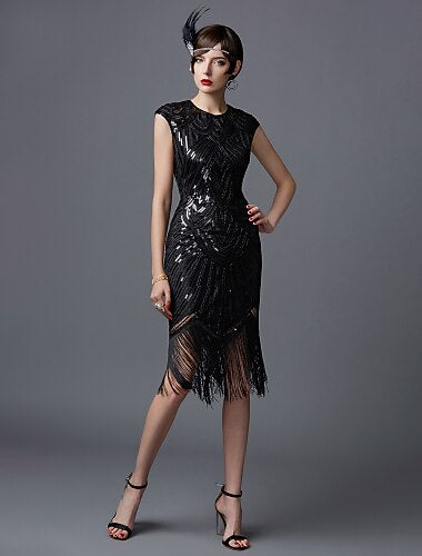 Art Deco Sequin Tassel Flapper Cocktail Dress