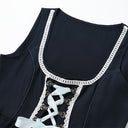 Oktoberfest Blue Mini Dirndl Dress with Lace-Up Bodice