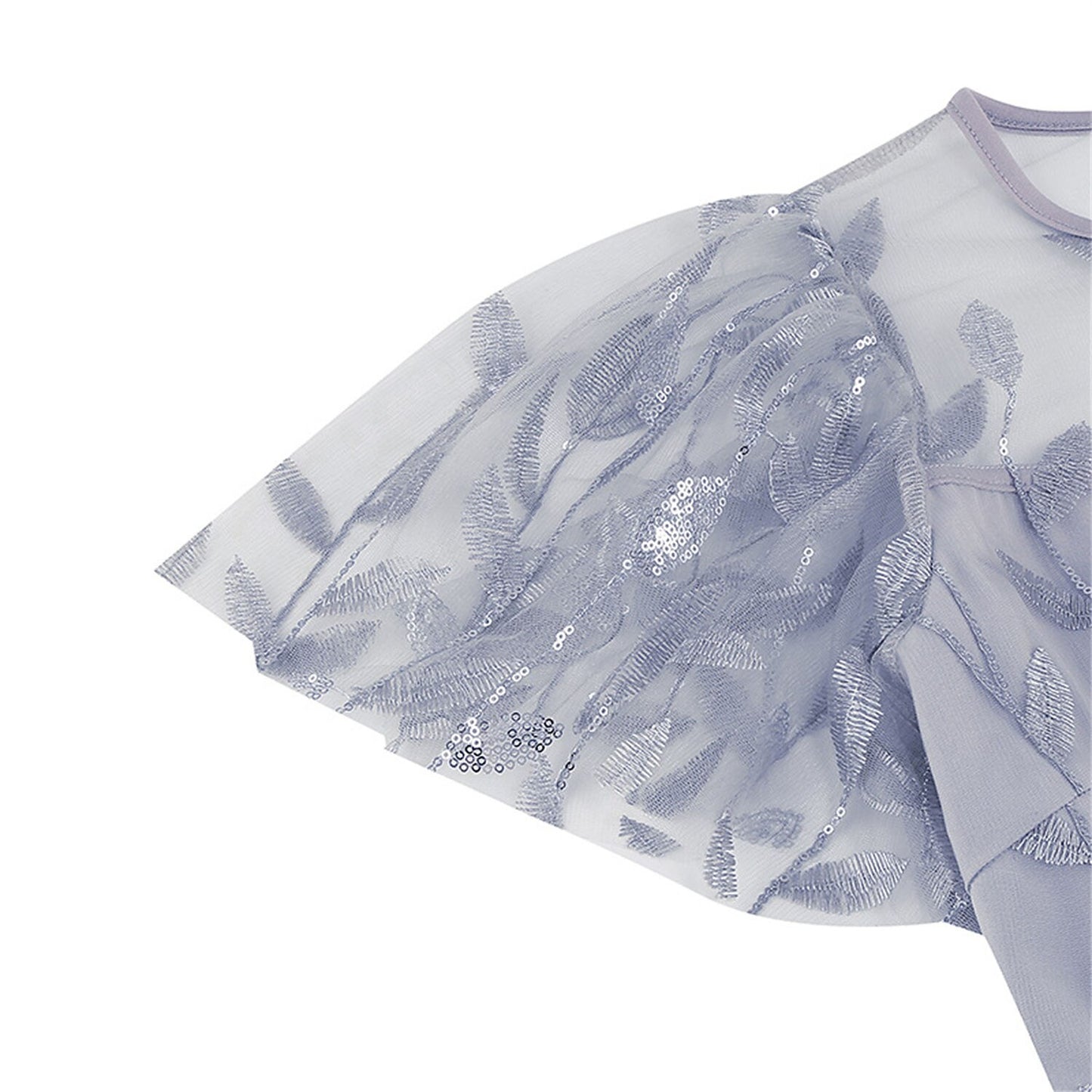 Embroidered Flutter Sleeve Midi Dress