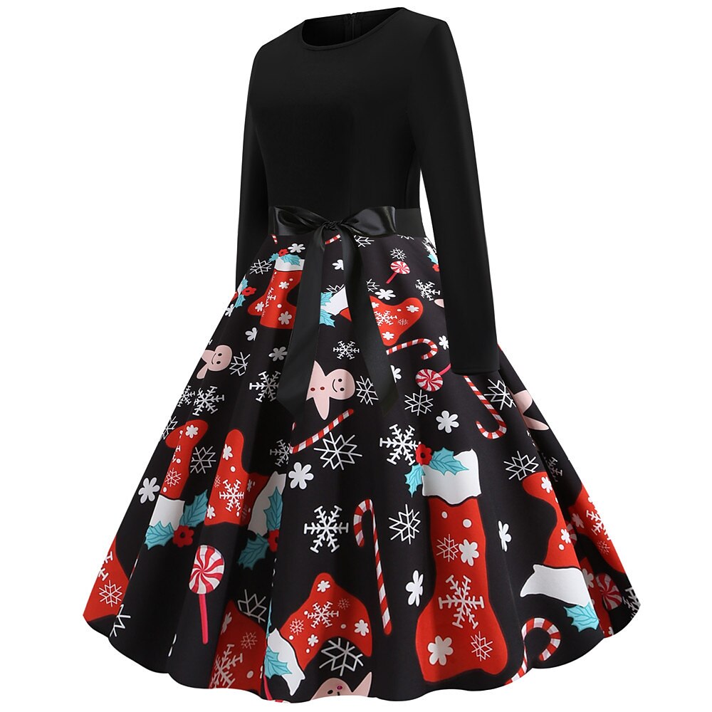 Christmas Print Fit & Flare A-Line Dress