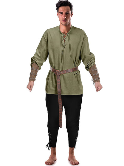 Pirate & Viking Style Outfit Set: Shirt, Pants, Waist Belt