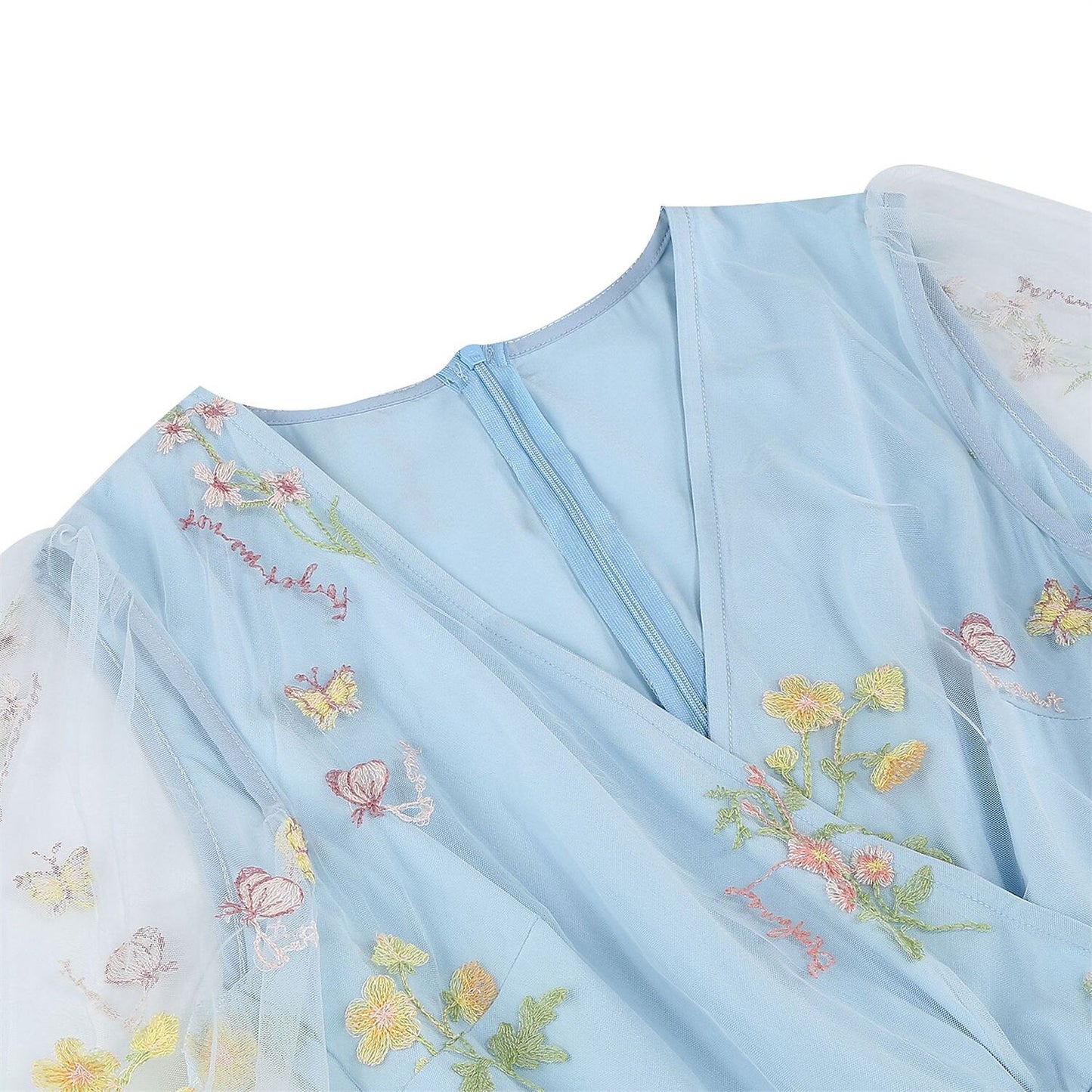 Floral Embroidered V-Neck Midi Dress