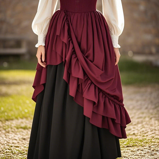 Punk & Gothic Style Medieval Renaissance Maxi Skirt