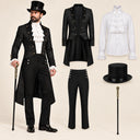Men's Black Scroll Brass-Button Victorian Gentleman 5-Piece Costume Set
