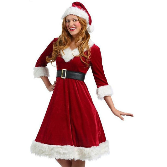 Retro Mrs. Claus Dress with Santa Hat