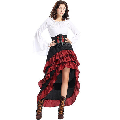 Medieval Pirate Set with Blouse Skirt Waspie Corset Belt