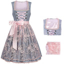 Oktoberfest Gray Dirndl Dress with Pink Lace Apron - Retrorobe