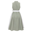 Women’s Oktoberfest Sage Green Midi Dirndl Dress with Floral Apron