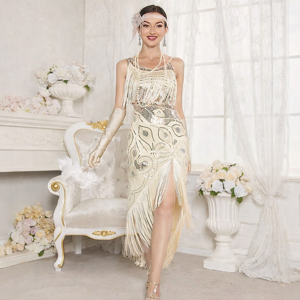 Sequined Flapper Dress with Floral Detailing