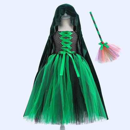 Witch Halloween Green Dress Costume