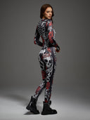 Women's Gothic Rose Skeleton Halloween Bodysuit Costume